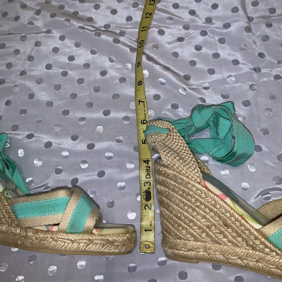 Coach EUC turquoise espadrille wedges - Picture 4 of 6